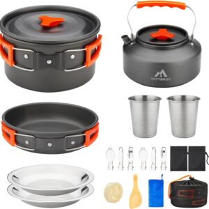 17pcs Camping Cookware Kit, 0.45Gal Pot, 7inches Pan,0.30Gal...