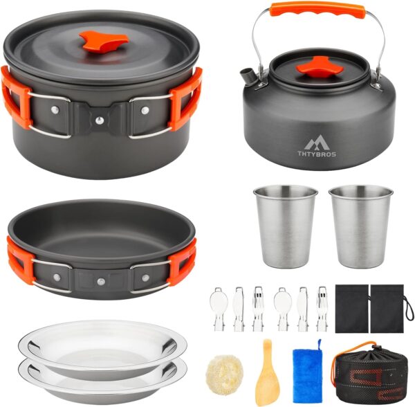 17pcs Camping Cookware Kit, 0.45Gal Pot, 7inches Pan,0.30Gal...