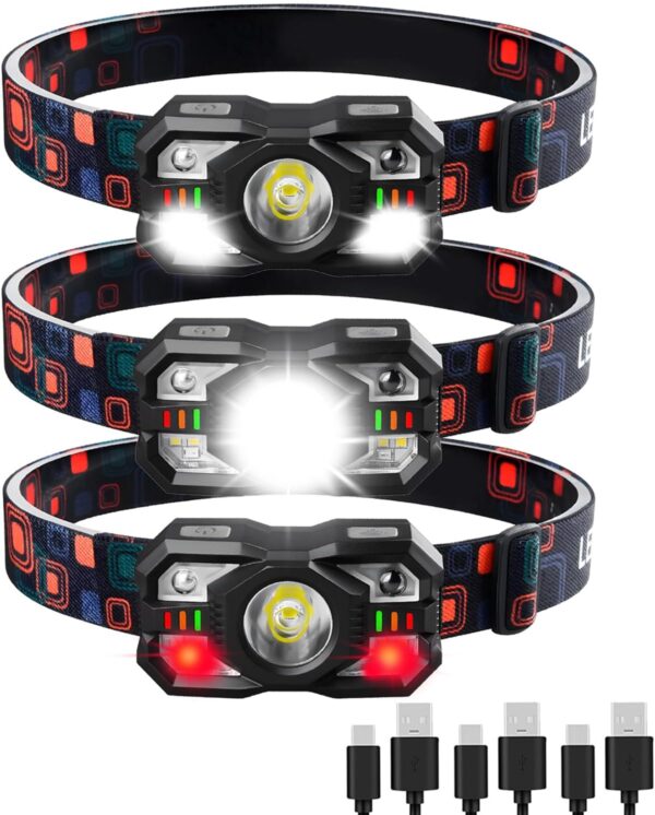 3 Pack Rechargeable Headlamp,Ultra Bright Waterproof LED Hea...