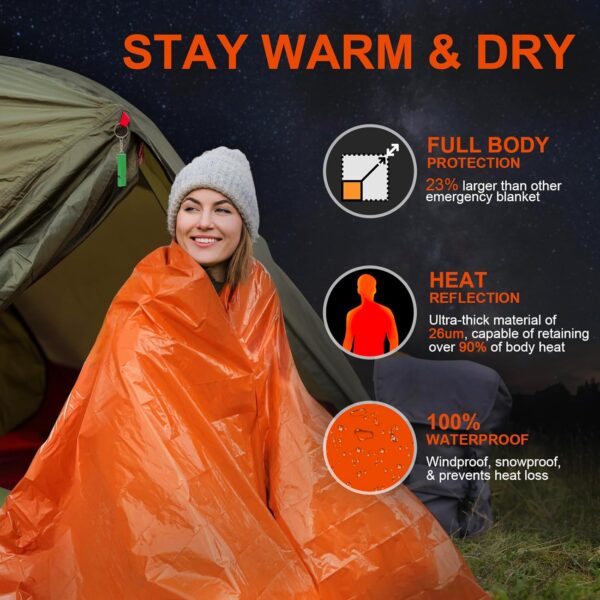 Emergency Blankets for Survival, 2-Pack/4-Pack Space Blanket...