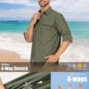 linlon Mens Safari Shirts Long Sleeve UV Protection Hiking F...