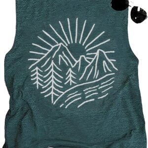 Hiking Mountain Tank Tops for Women Funny Pine Tree Sunrise ...