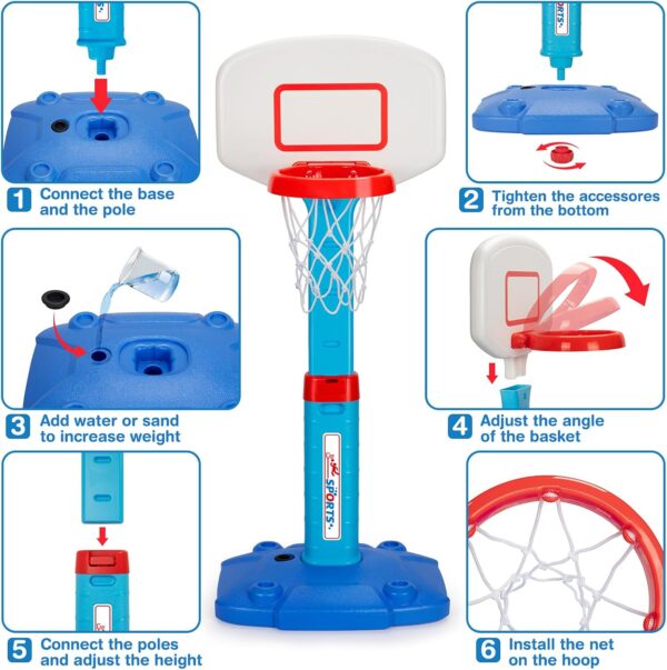 LACCHOUFEE Basketball Hoop Indoor Mini Adjustable Poolside B...