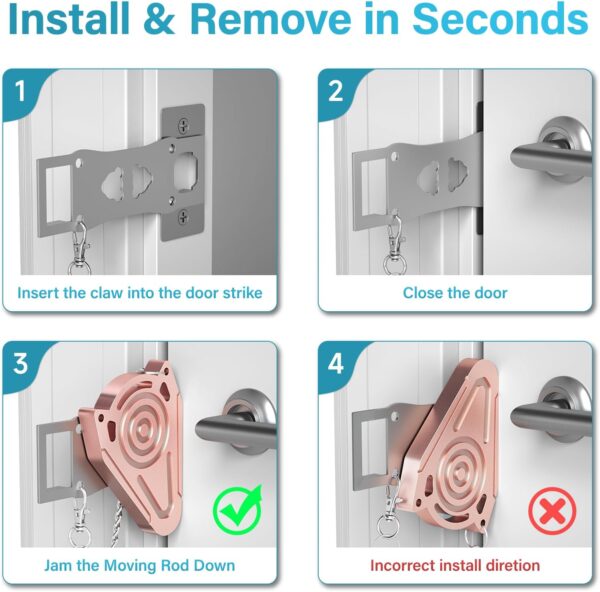 Metal Portable Door Lock for Travel Hotel Room Safety - Hote...