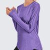 PINSPARK Long Sleeve Workout Tops for Women Crewneck Yoga Sh...