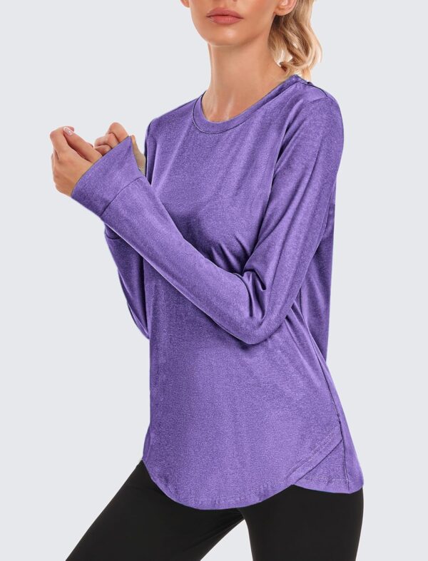 PINSPARK Long Sleeve Workout Tops for Women Crewneck Yoga Sh...