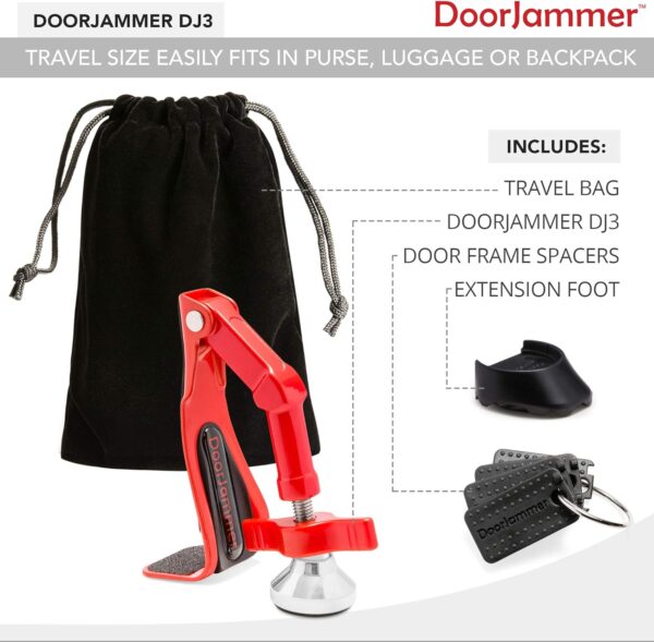 DJ3 Portable Door Lock Brace for Home Security and Personal ...