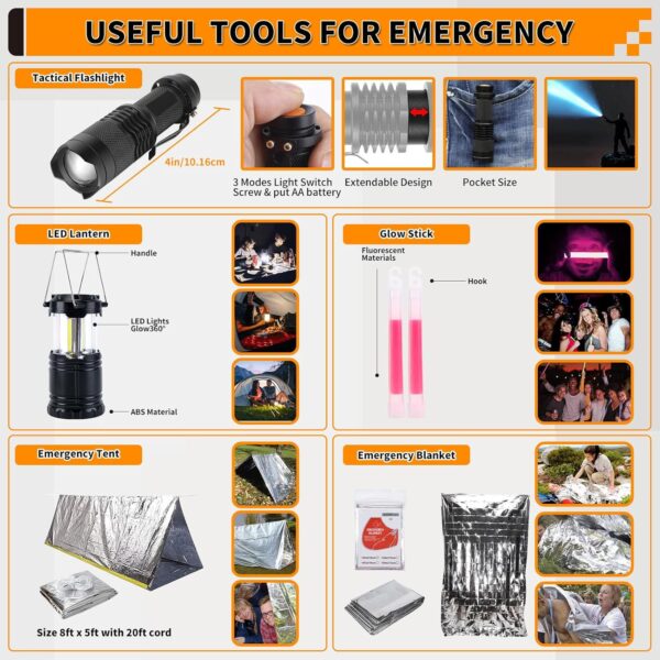 Survival Kit, Gifts for Men Women Teen Boys, 252 pcs Surviva...