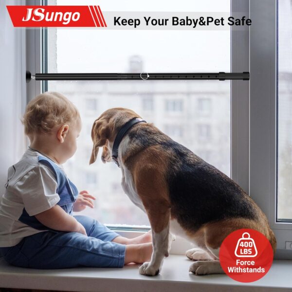 JSungo 2-in-1 Sliding Door Security Bar, Upgrade Doors Stopp...