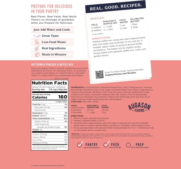 Augason Farms Buttermilk Pancake & Waffle Mix Resealable Pou...