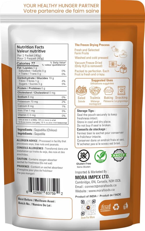 Mora Premium Freeze Dried Sapodilla (Chikoo) SuperFruit Crac...