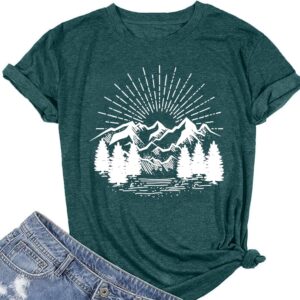 Hiking Shirt for Women Funny Nature Sunrise Graphic Mountain...