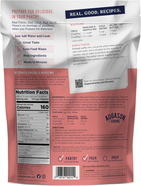 Augason Farms Buttermilk Pancake & Waffle Mix Resealable Pou...
