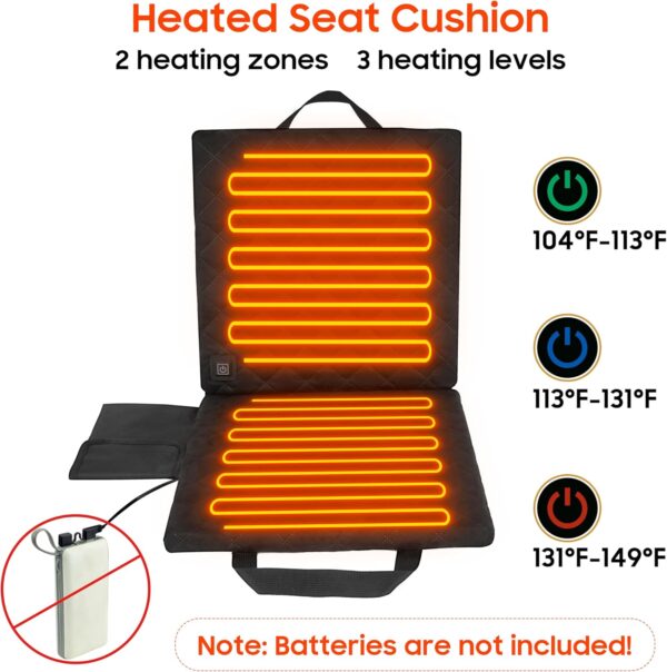 Heated Seat Cushion, 13IN Portable Heated Stadium Seat【No Po...