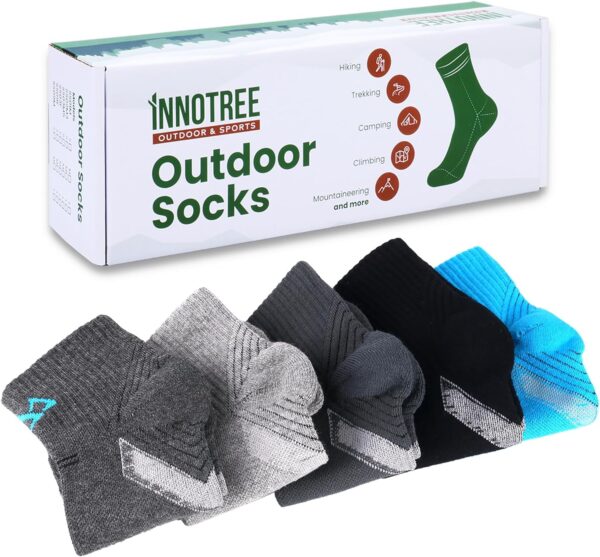 innotree 5 Pack Men's Cushioned Hiking Walking Running Socks...