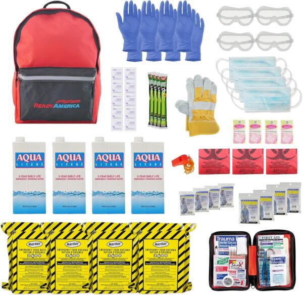 Ready America 70380 72 Hour Emergency Kit, 4-Person, 3-Day B...