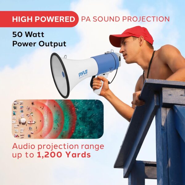 PYLE Portable Megaphone Speaker PA Bullhorn - Built-in Siren...