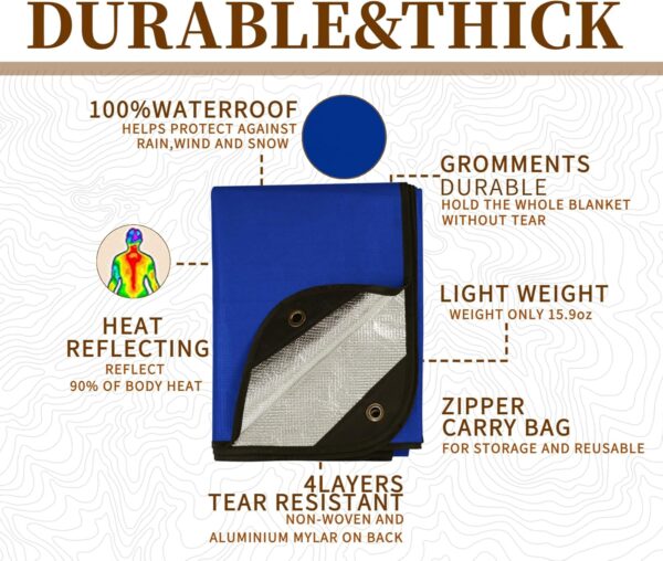 Heavy Duty Survival Blanket -Multifunctional Reflective Tarp...