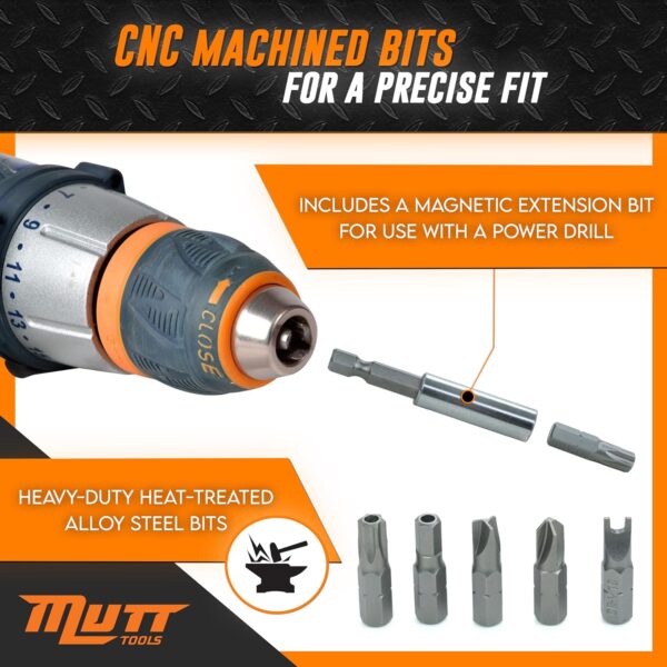 Mutt Tools 33pc Security Bit Set – Includes Security Torx, M...