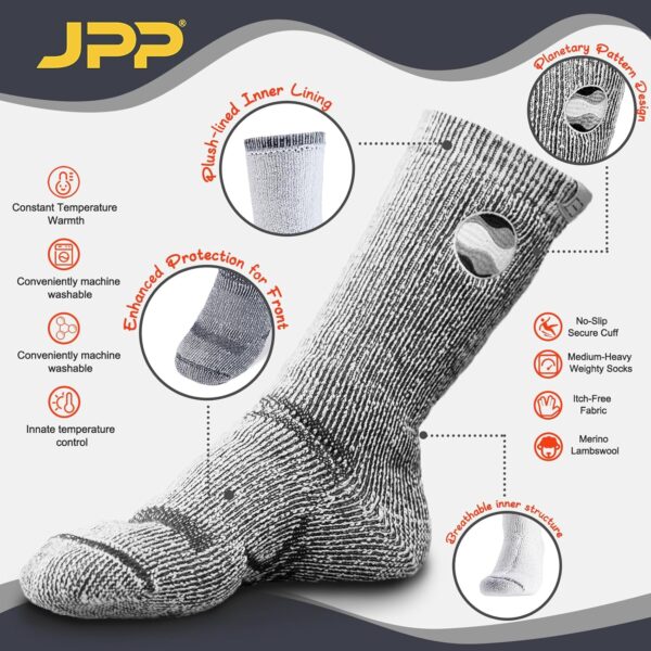 JPP 2Pairs 100% Merino Wool Warm Winter Socks, Ultra-Thick I...