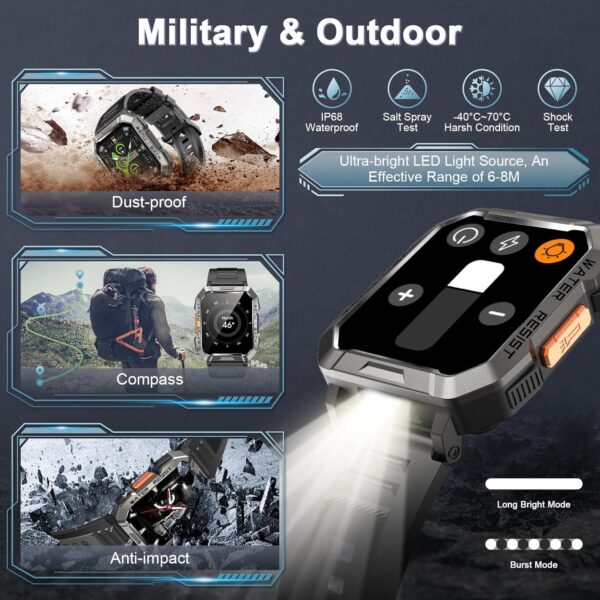 Military Smart Watch for Men(Answer/Make Call), Outdoor Spor...