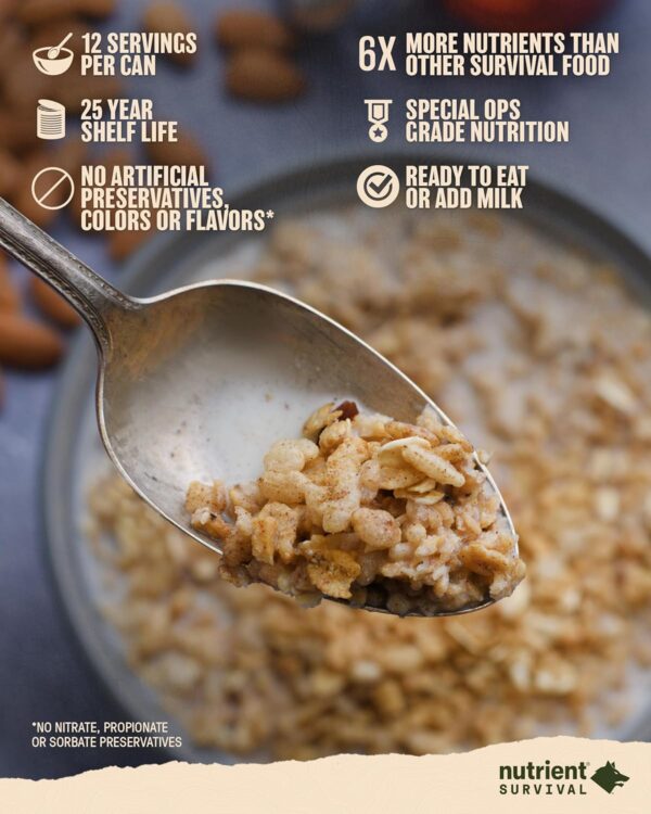 Nutrient Survival MRE Cereal, Maple Almond Grain Crunch (12 ...