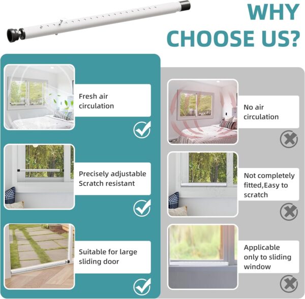 Sliding Door Security Bar,17-50 inch Adjustable Window Secur...