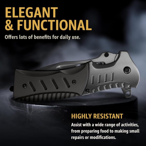 Spring Assisted Knife with G10 Handle Glass Breaker & Pocket...
