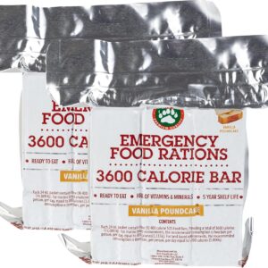 Emergency Food Rations- 3600 Calorie Vanilla Bars (2 Pack) -...