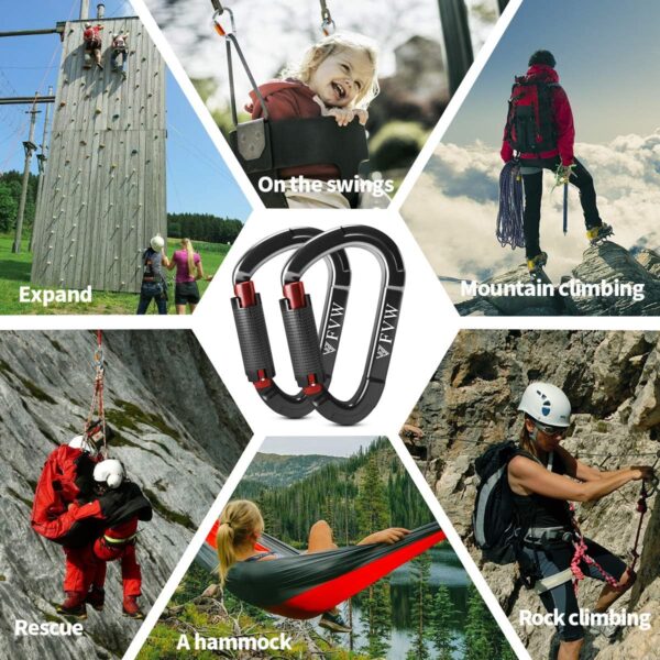 FVW Auto Locking Rock Climbing Carabiner Clips, UIAA Certifi...