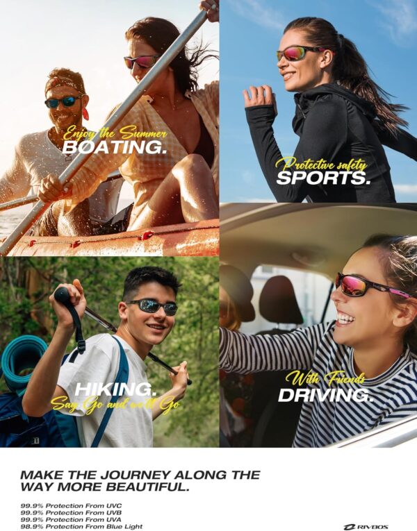 RIVBOS Sunglasses for Men Women Polarized UV Protection Spor...