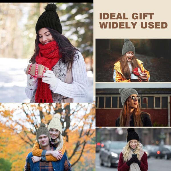 AURUZA Beanie for Women Men, Soft Beanie hat with Faux Fur P...