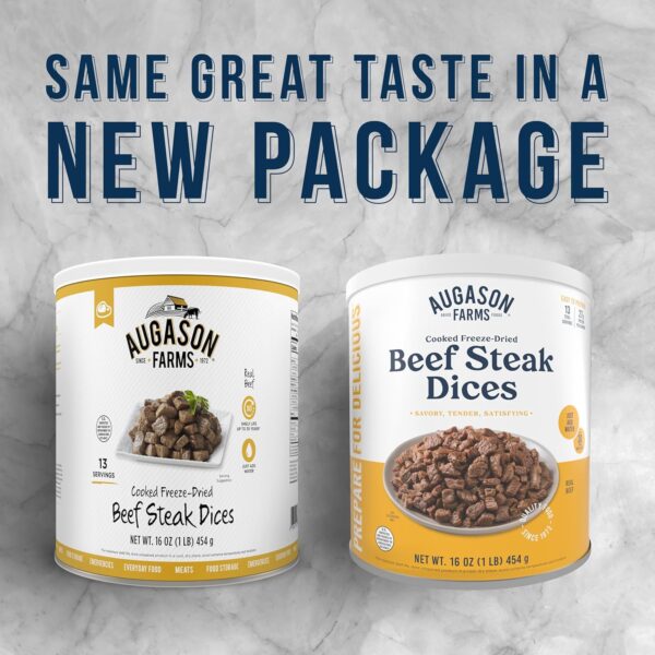 Augason Farms Freeze Dried Precooked Beef Steak Dices Can, E...