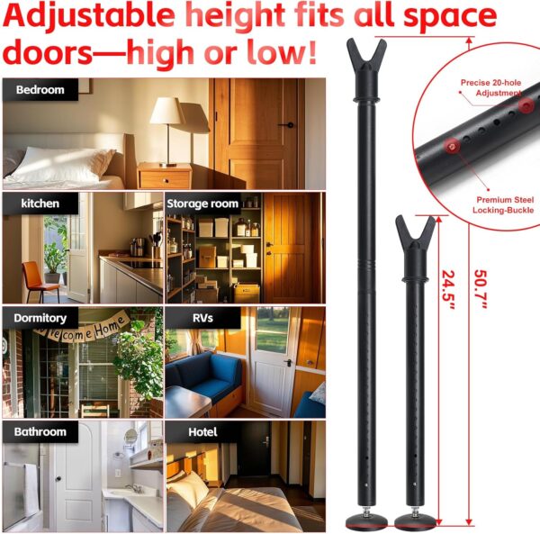 600LB Door Barricade Security bar- 24.5-50.7'’ Adjustable Do...