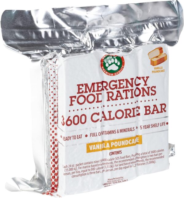 Emergency Food Rations- 3600 Calorie Vanilla Bars (2 Pack) -...
