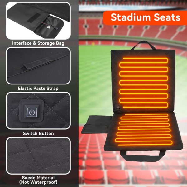 Heated Seat Cushion, 13IN Portable Heated Stadium Seat【No Po...