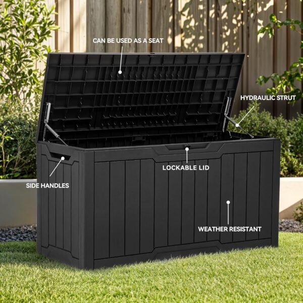 YITAHOME 80-Gallon Waterproof Resin Outdoor Storage Box, Loc...