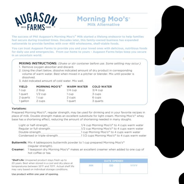 Augason Farms Morning Moo's Milk Alternative Can, Emergency ...