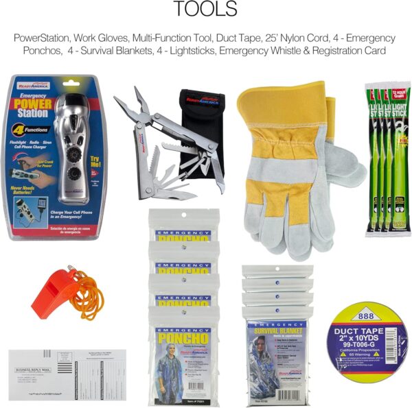 Ready America 72 Hour Deluxe Emergency Kit, 4-Person 3-Day B...