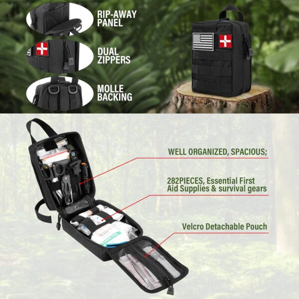 Survival First Aid Kit, Molle Medical Pouch 282PCS Outdoor E...