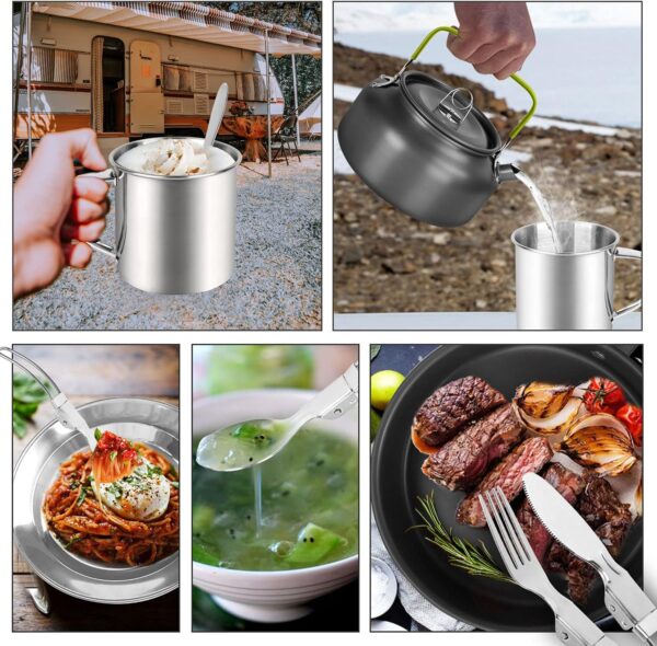 Odoland 16pcs Camping Cookware Mess Kit, Lightweight Pot Pan...