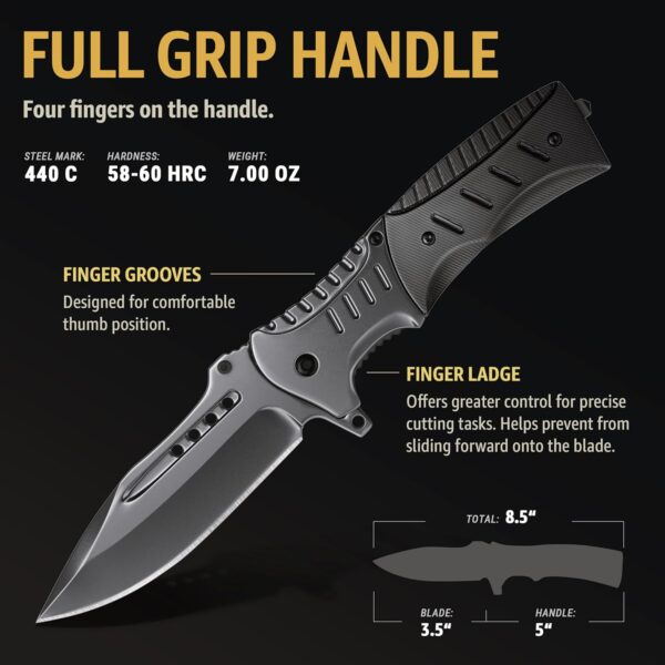 Spring Assisted Knife with G10 Handle Glass Breaker & Pocket...