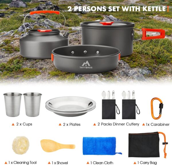 17pcs Camping Cookware Kit, 0.45Gal Pot, 7inches Pan,0.30Gal...