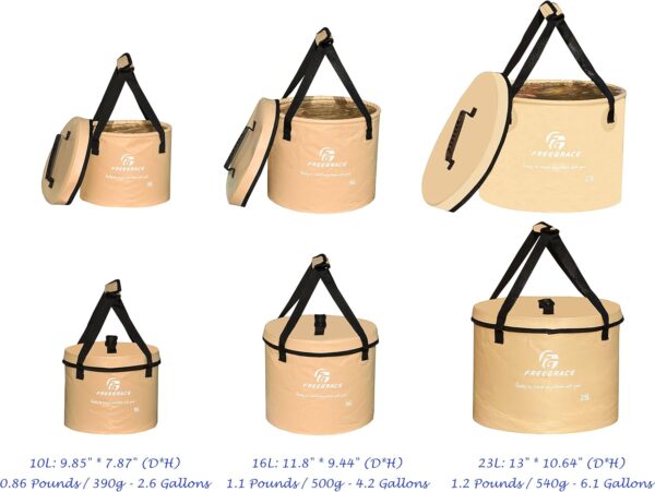 Premium Collapsible Bucket by Freegrace - Compact Portable F...