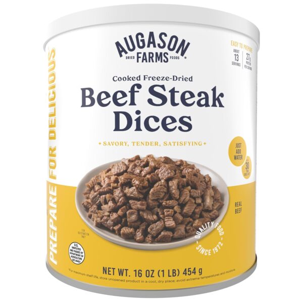 Augason Farms Freeze Dried Precooked Beef Steak Dices Can, E...