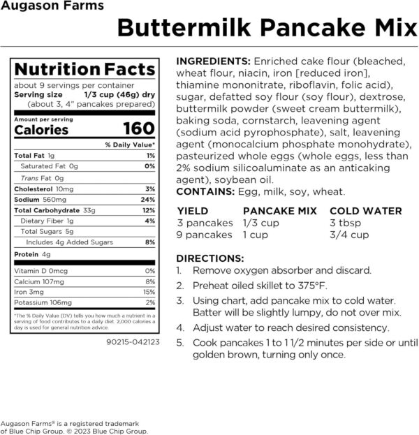 Augason Farms Buttermilk Pancake & Waffle Mix Resealable Pou...