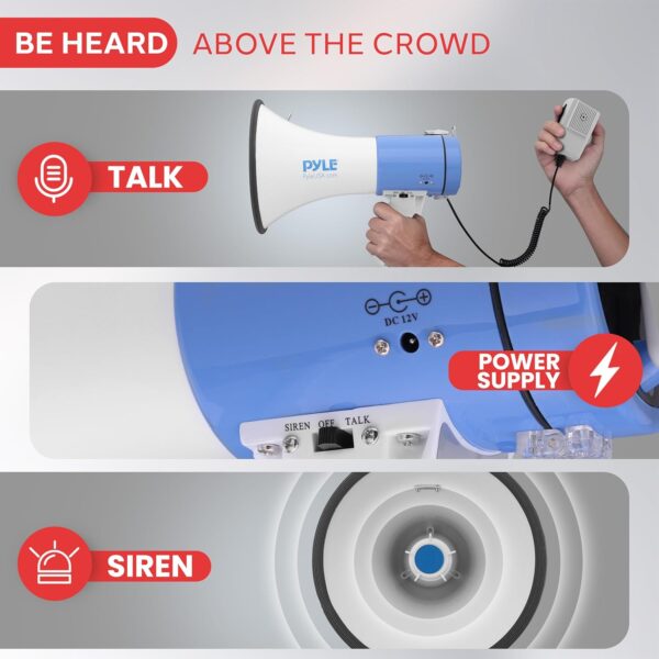 PYLE Portable Megaphone Speaker PA Bullhorn - Built-in Siren...