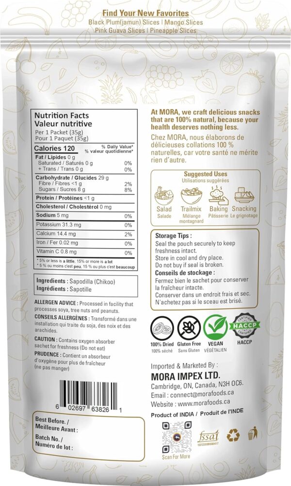 Mora Premium Dried Sapodilla (Chikoo) SuperFruit Slices, All...