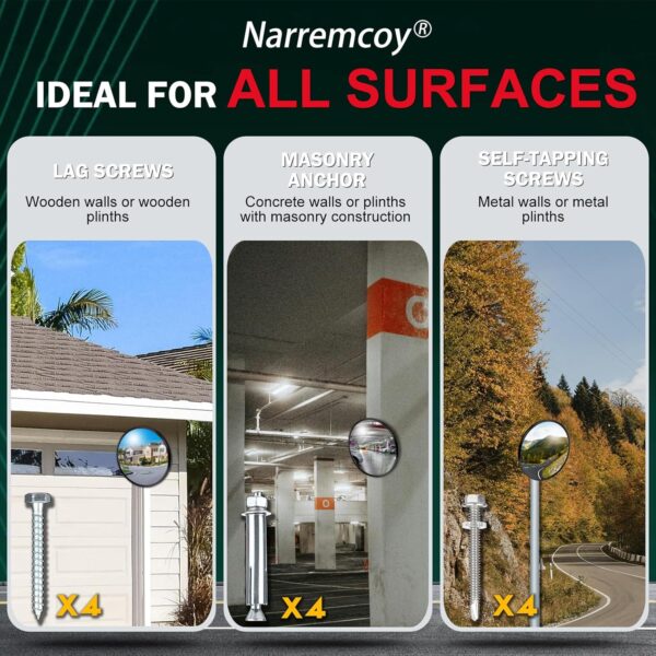 2 Pcs 12 inch Acrylic Convex Mirror - Adjustable Wide Angle ...