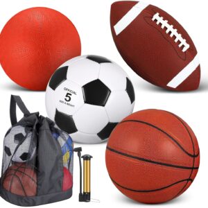 Lenwen 4 Pcs Sports Balls Set, Include Official Size Basketb...